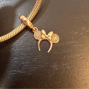 Pandora X Disney Minnie Mouse Ear Handband Rose Gold Park Charm